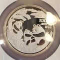 1993 China Panda Silver Coin Precious Metals Inflation Bamboo RMB 100 Yuan Collectible SLV Ag999 12oz Auction Pandas Coins Royalty Free Stock Photo