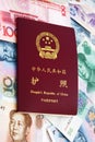 China Passport and Paper Currency Royalty Free Stock Photo