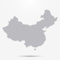 China People republic of China map with shadow isolated
