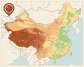 China Physical Map Retro Colors. No text Royalty Free Stock Photo