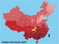 China political map divide by state colorful outline simplicity style