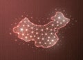 China polygonal symbol with binary code background. China map concept design illustration. Country map low poly symbol