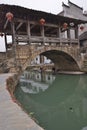 China quaint old rustic village stone bridge