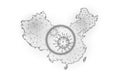 China Republic country 3D map. Infection coronavirus pneumonia danger. International design PRC white silhouette