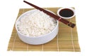 China rice on traditional bamboo mat Royalty Free Stock Photo