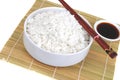 China rice on traditional bamboo mat