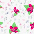 China rose botanical vector decorative pattern for stationery, continuous print