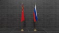 China and Russia flags. Flag China and Flag Russia. Conflict between China vs Russia. 3D work and 3D image Royalty Free Stock Photo