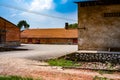 China\'s abandoned red brick factory buildings and freight railway tracks Royalty Free Stock Photo