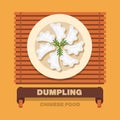 China's national dishes,Dumpling or Pierogi - Vector flat design