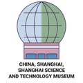 China, Shanghai, Shanghai Science And Technology Museum travel landmark vector illustration