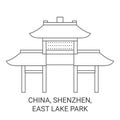 China, Shenzhen, East Lake Park travel landmark vector illustration