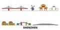 China, Shenzhen flat landmarks vector illustration. China, Shenzhen line city with famous travel sights, skyline, design Royalty Free Stock Photo