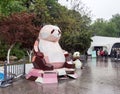 China Sichuan Chengdu Research Base Entrance Chubby Giant Panda Sculpture Cub Outdoor Natural Green Bamboo Forest Park baby pandas