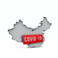 China simple 3D map with covid-19 red label 3D Rendering.