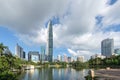 China skyscraper, Shenzhen Kingkey 100 building from lyche park Royalty Free Stock Photo