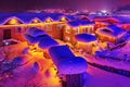 China snow town at night