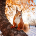 A China squirrel on the tree in Stalin park  Made With Generative AI illustration Royalty Free Stock Photo
