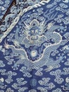 China Stately Demeanour Qing Emperors Qianlong Blue Dragon Robe Kesi Tapestry Lucky Bat Cloud Costume Pattern Palace Museum