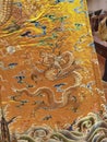 China Stately Demeanour Qing Yongzheng Emperor Gold Female Robe Costume Medallions Golden Dragon Clouds Palace Museum Wardrobe