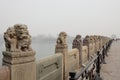 China stone lions on lugou bridge Royalty Free Stock Photo