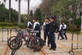 China students riding a bike after school