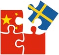 China - Sweden : puzzle shapes with flags