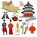 China symbols culture and architecture food and animal traditional clothing