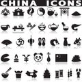 China symbols icons set.
