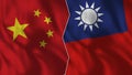 China and Taiwan Half Flags Together
