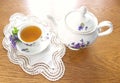 China tea service with violets Royalty Free Stock Photo