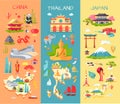China. Thailand. Japan. Icons of Asian Countries