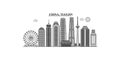 China, Tianjin city skyline isolated vector illustration, icons Royalty Free Stock Photo
