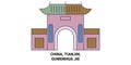 China, Tianjin, Guwenhua Jie travel landmark vector illustration