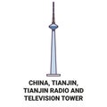 China, Tianjin, Tianjin Radio And Television Tower travel landmark vector illustration
