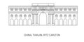 China, Tianjin, Ritz Carlton travel landmark vector illustration