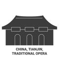 China, Tianjin, Traditional Opera travel landmark vector illustration Royalty Free Stock Photo