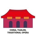 China, Tianjin, Traditional Opera travel landmark vector illustration