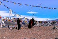 .China-Tibet-December 2002-Tibetan monks at a mountain pass with