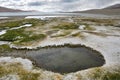 China, Tibet. Lake Ngangla Ring Tso in rainy weather Royalty Free Stock Photo