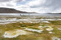 China, Tibet. lake Ngangla Ring Tso in summer in cloudy weather Royalty Free Stock Photo