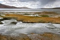 China, Tibet. lake Ngangla Ring Tso in summer in cloudy weather Royalty Free Stock Photo