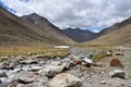 China, Tibet. Mountain river near the trail of parikrama around Kailas after the descent from the pass of Drolma La