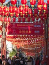 China Town in London decorated with Chinese red lanterns for the Chinese New Year Royalty Free Stock Photo