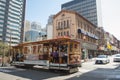 China town, Old Shanghai, San Francisco. Cable car running. Modern and old architecture. Royalty Free Stock Photo