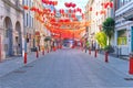 China Town Soho London on an empty day during Lockdown. Royalty Free Stock Photo