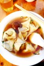 China traditional dish, meat dumplings soup