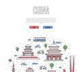 China Travel Tour Poster In Linear Style