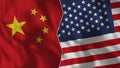 China and Usa Half Flags Together