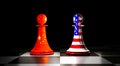 China and USA relations, chess pawns with national flags - 3D illustration Royalty Free Stock Photo